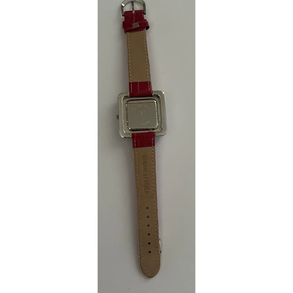 Suzanne Somers Collection Crystal Rhinestones Red Leather Womens Quartz Watch